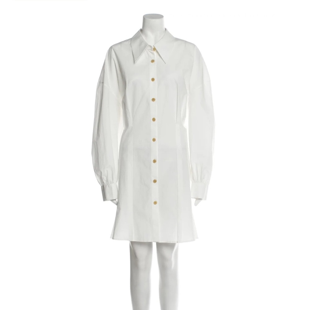 KHAITE Winnie Pleated Long Sleeve Cotton Poplin Shirtdress